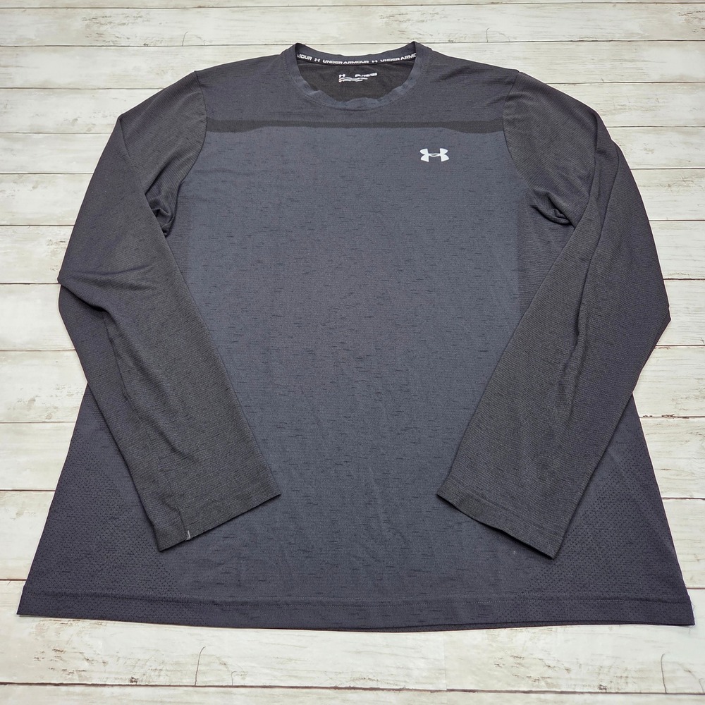 Under Armour Seamless Fitted Long Sleeve Training Shirt Mens XXL Dark Gray Mesh